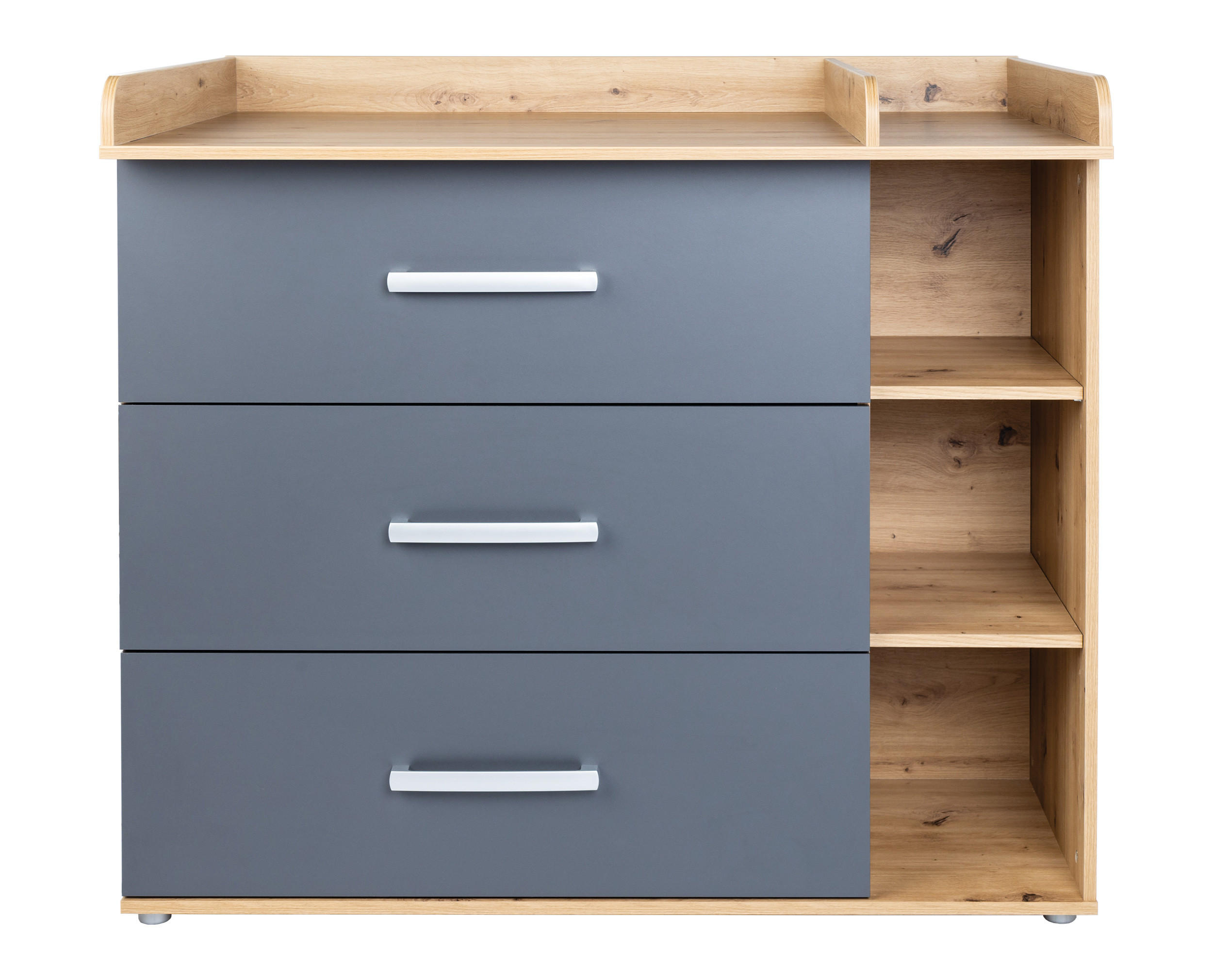 WICKELKOMMODE Alessio 115/100/75 cm Anthrazit Artisan Oak - Anthrazit/Silberfarben, Holzwerkstoff/Kunststoff (115/100/75cm) - arthur berndt