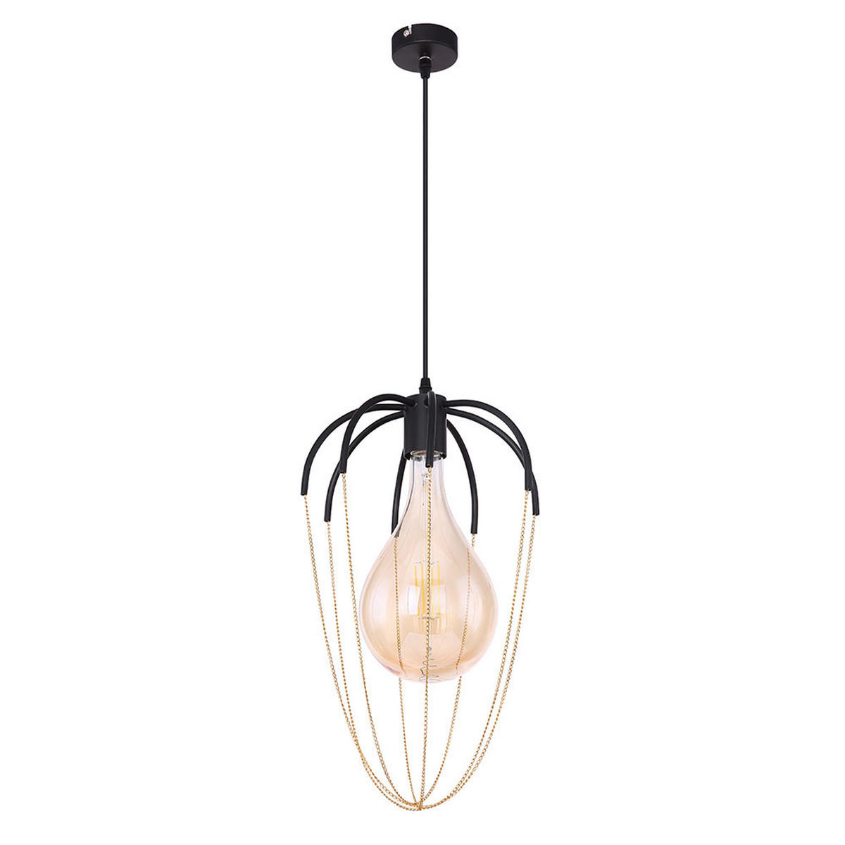 HÄNGELEUCHTE Metall Goldfarben Schwarz - Goldfarben, Metall (30/30/120cm) - Globo Lighting