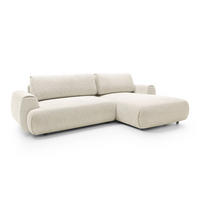 ECKSOFA ZEST Creme Geflochtener Stoff mit Schlaffunktion - Creme, Holz (270/167cm) - MASSENO