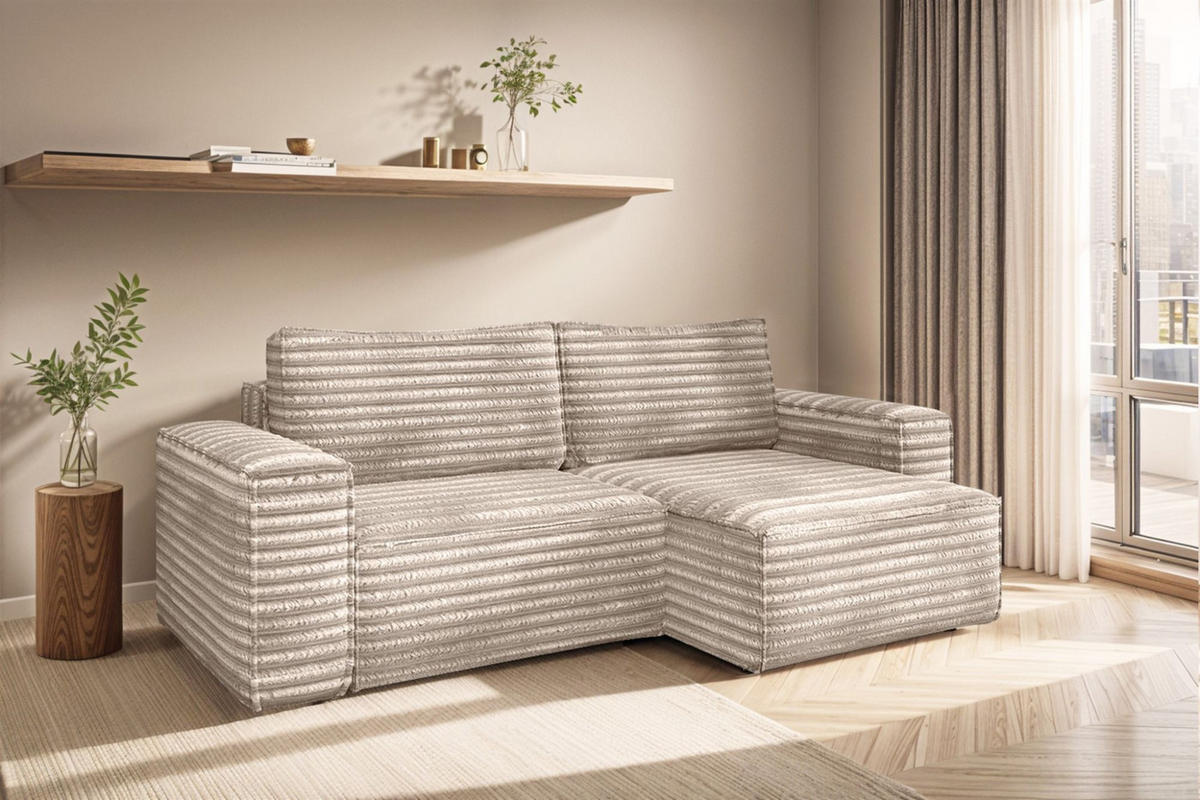 ECKSOFA Schlafsofa Madlen - Beige, Holzwerkstoff/Textil (248/140cm) - Fun Möbel