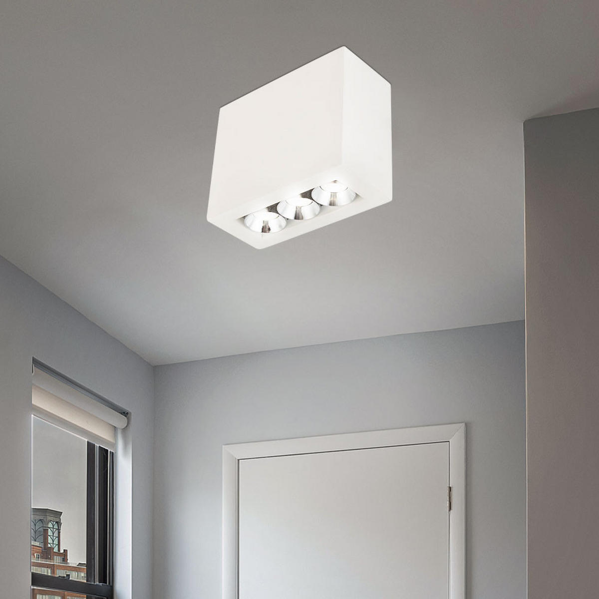 LED DECKENLEUCHTE Metall Gips Weiß Chrom - Weiß, Metall (12.2/5.6/10cm) - Globo Lighting