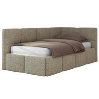 JUGENDBETT ARVO 90/200 - Dunkelbeige Strukture - Pocket-Matratze - Rechts Seite - Bronzefarben, Textil (90/200cm) - MKS