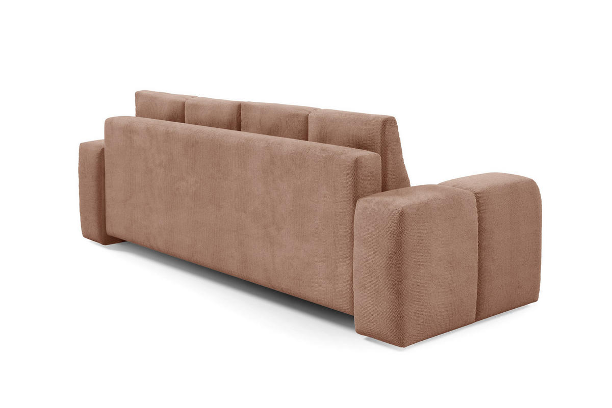 BETTSOFA DUCA Orange Jersey- Stoff mit Schlaffunktion - Orange, Holz (259/90/99cm) - MASSENO