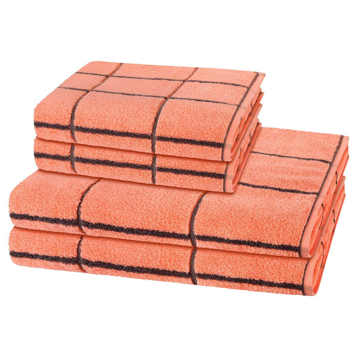FROTTIERSET Sensual Skin Karo 4-teilig - Orange, Textil (50/100cm) - Ross