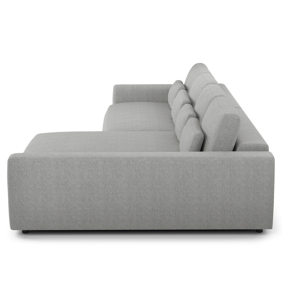 ECKSOFA mit XXL-Longchair - Hellgrau/Schwarz, Kunststoff/Textil (323/182cm) - home24