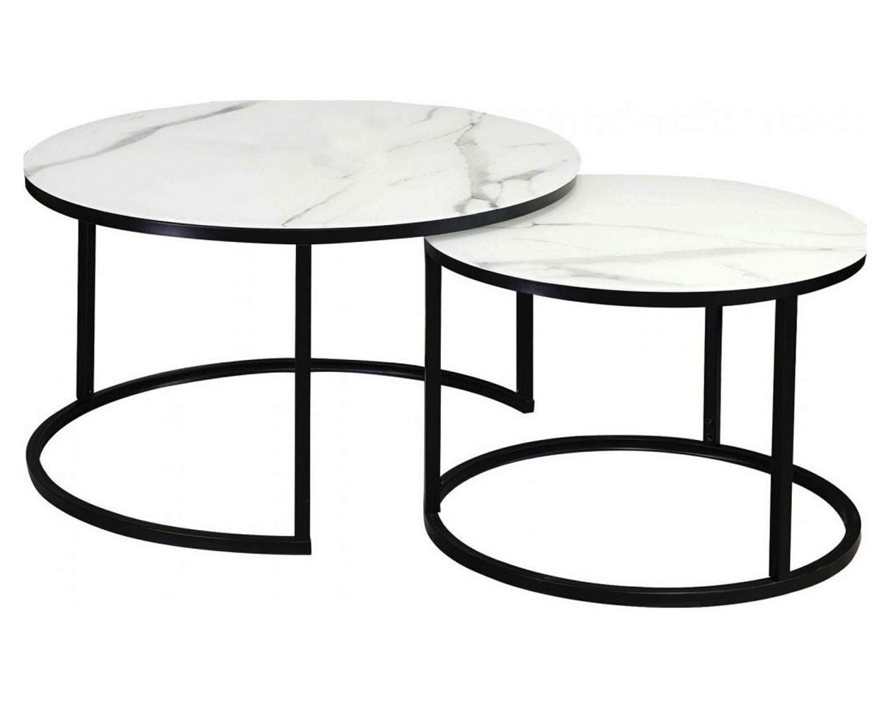 Feldmann-Wohnen Couchtisch Weiß, Schwarz 80x45x80 cm