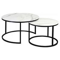 COUCHTISCH 2ER SET weiß / schwarz 80 / 80 /45cm - Schwarz/Weiß, Glas/Holz (80/80/45cm) - Feldmann-Wohnen