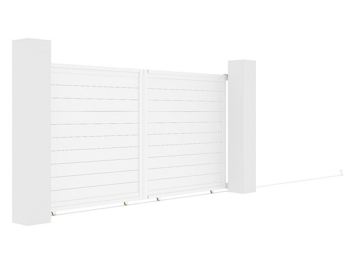 GARTENTOR Schiebetor mit Torantrieb - 374 x 180 cm - Aluminium - Weiß - NAZARIO - Weiß, Kunststoff (348/178cm) - Vente-Unique