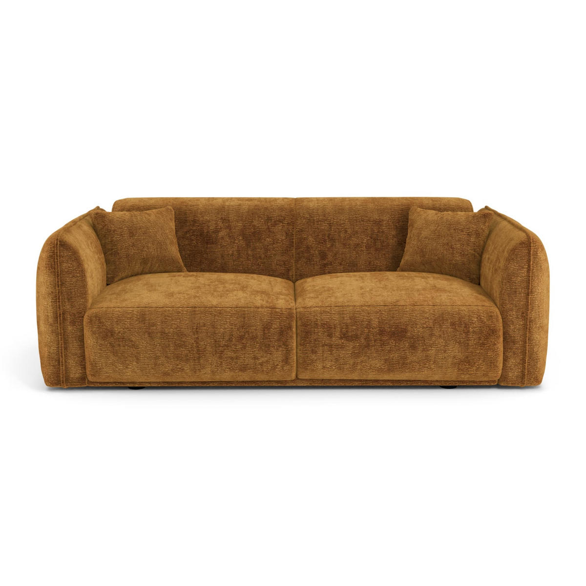 SOFA LUSH Gemusterter Samt Senf 205cm - Gelb/Dunkelgelb, Textil (205/72.5/90cm) - Premium Interiors