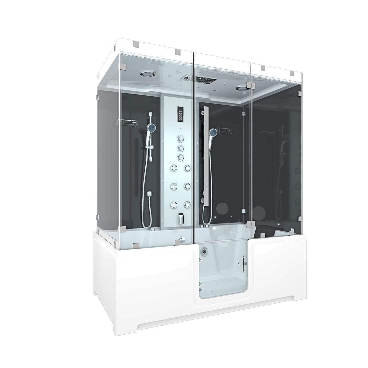 WHIRLPOOL mit Tür Dusche K88-SW-TH-C-EC-EA Duschkabine - Schwarz, Glas/Kunststoff (100/228/180cm) - AcquaVapore by Sandra Jentho