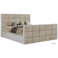BOXBETT ALVIT DUO 160/200 - Beige Velvet - Topper Visco - H4 - Beige/Schwarz, Kunststoff/Textil (160/200cm) - MKS