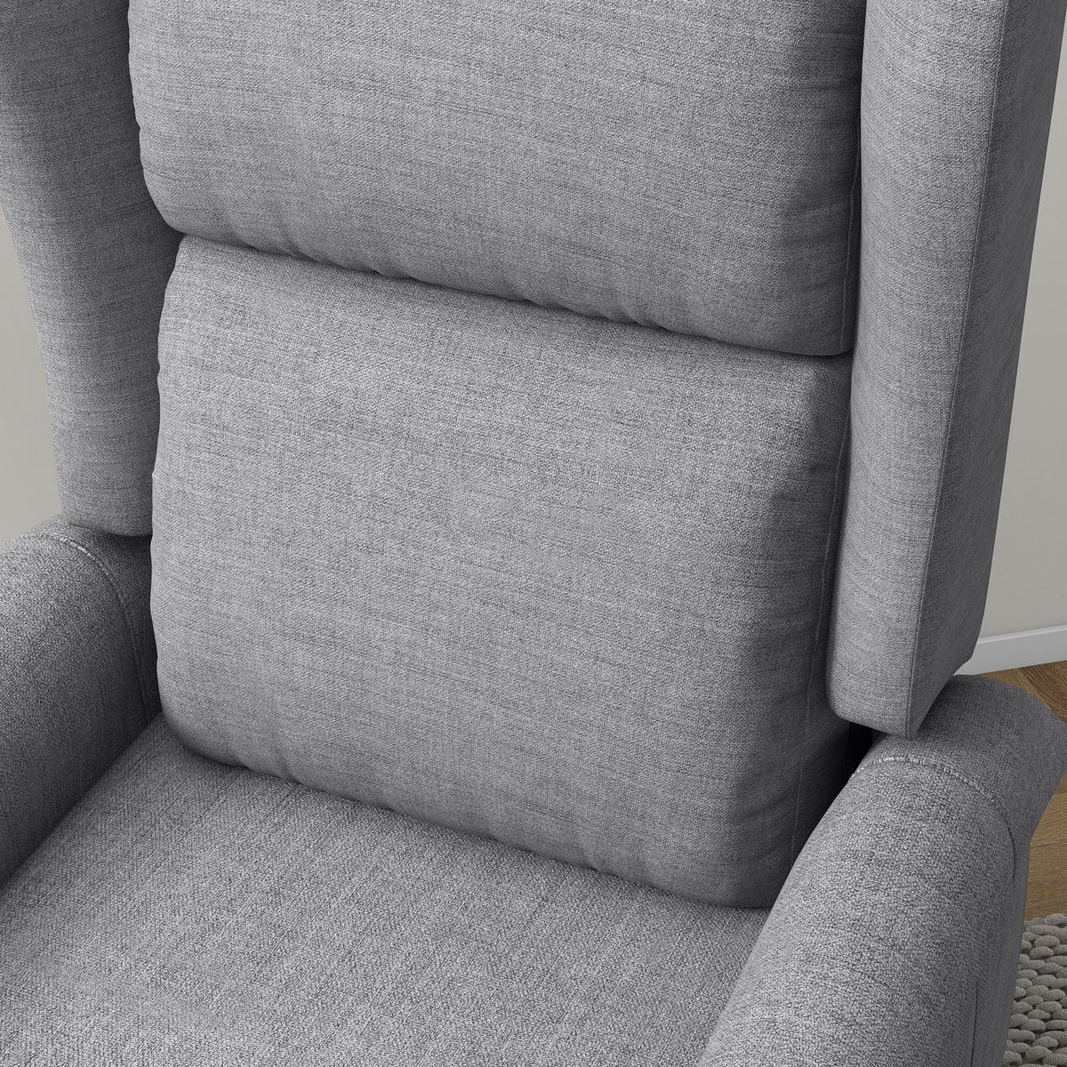 FERNSEHSESSEL mit Aufstehhilfe Leinen Grau - Grau, Textil (94/111/74cm) - HOMCOM