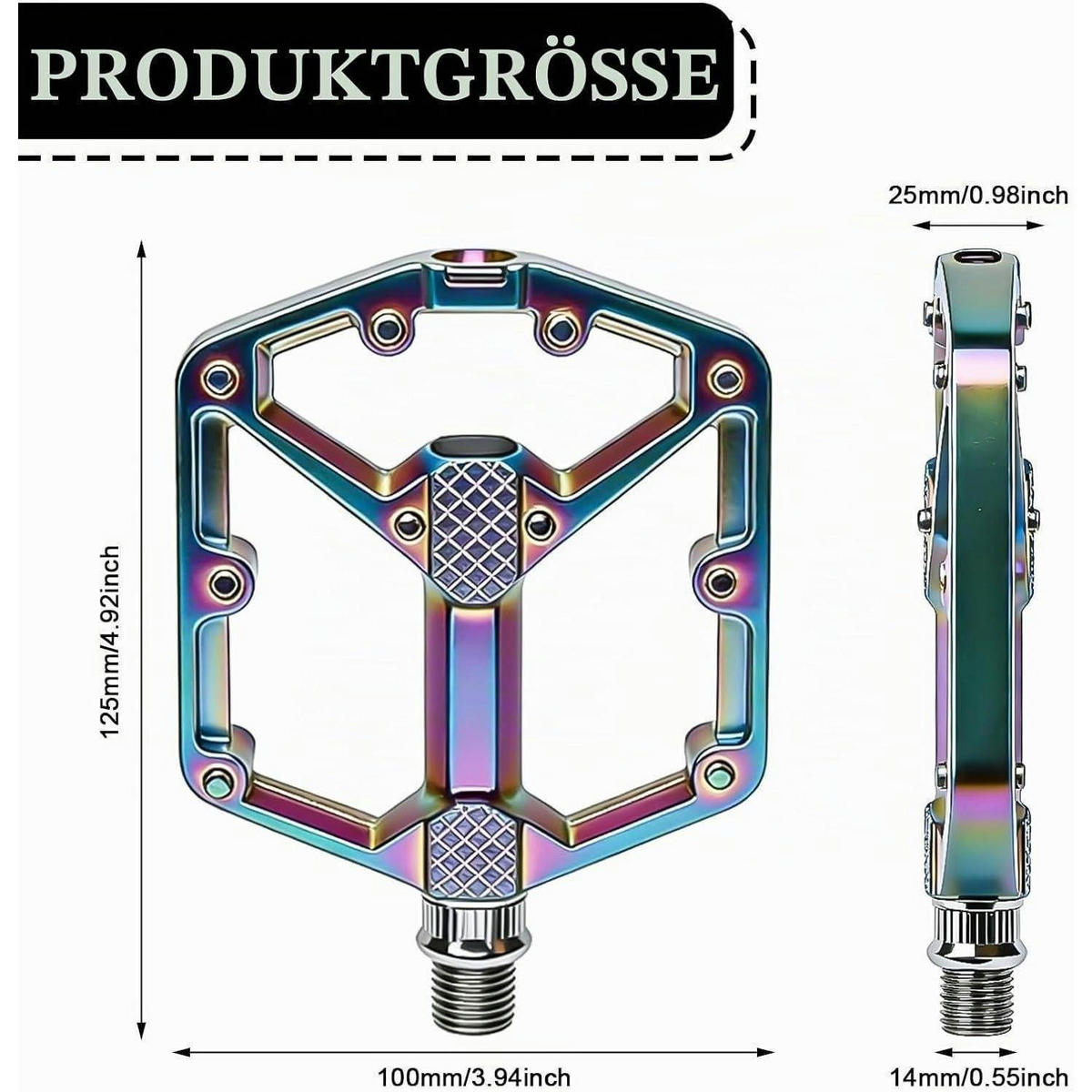FAHRRADPEDALE 9/16 Zoll MTB Pedale mit Anti-Rutsch-Nägeln Bunt - Multicolor, Metall (10/1.4/12.5cm)