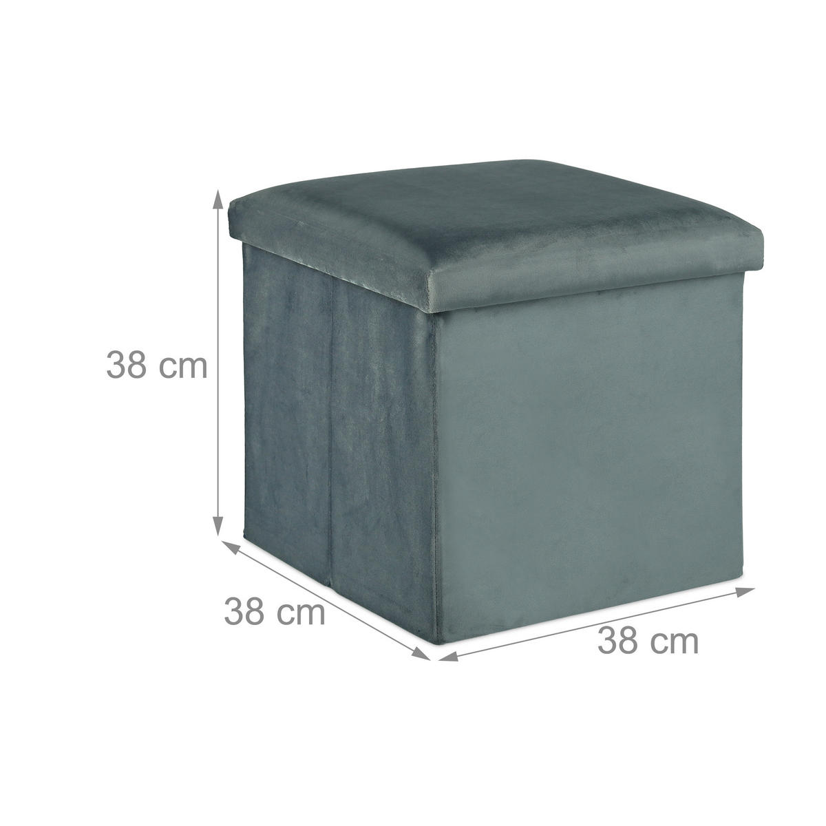 SITZHOCKER - Anthrazit, Holzwerkstoff/Textil (38/38/38cm) - Relaxdays