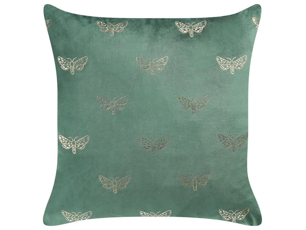DEKOKISSEN 2er-Set Smaragdgrün 45/45 cm Yuzuri - Smaragdgrün, Textil (45/45cm) - Beliani
