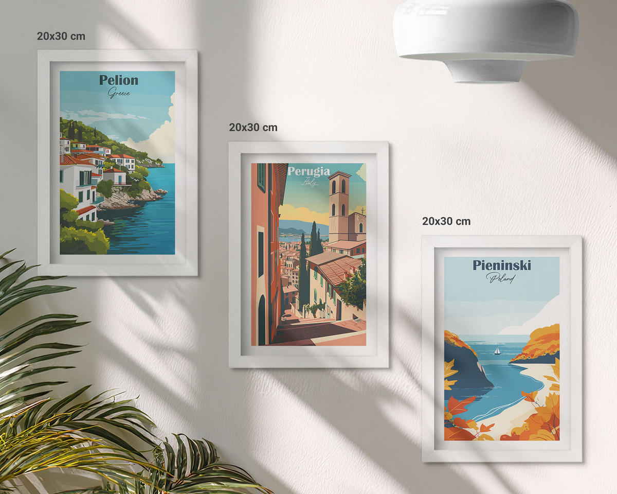 WANDBILDER 3er-Set - 20x30 cm Weißer Rahmen - Malerische Retro-Landschaften - Weiß, Kunststoff (20/30cm) - ArtPrintCave
