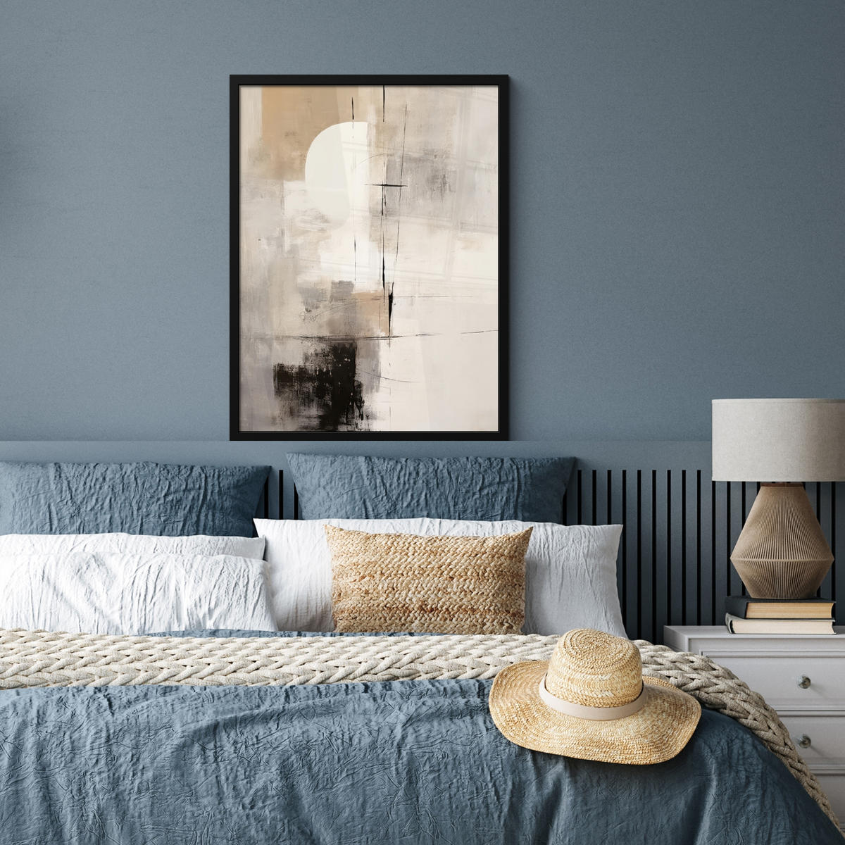 GERAHMTES BILD Abstrakt - Kunst - Grau 60x80 cm - Hellgrau, Papier (60/80cm) - MuchoWow