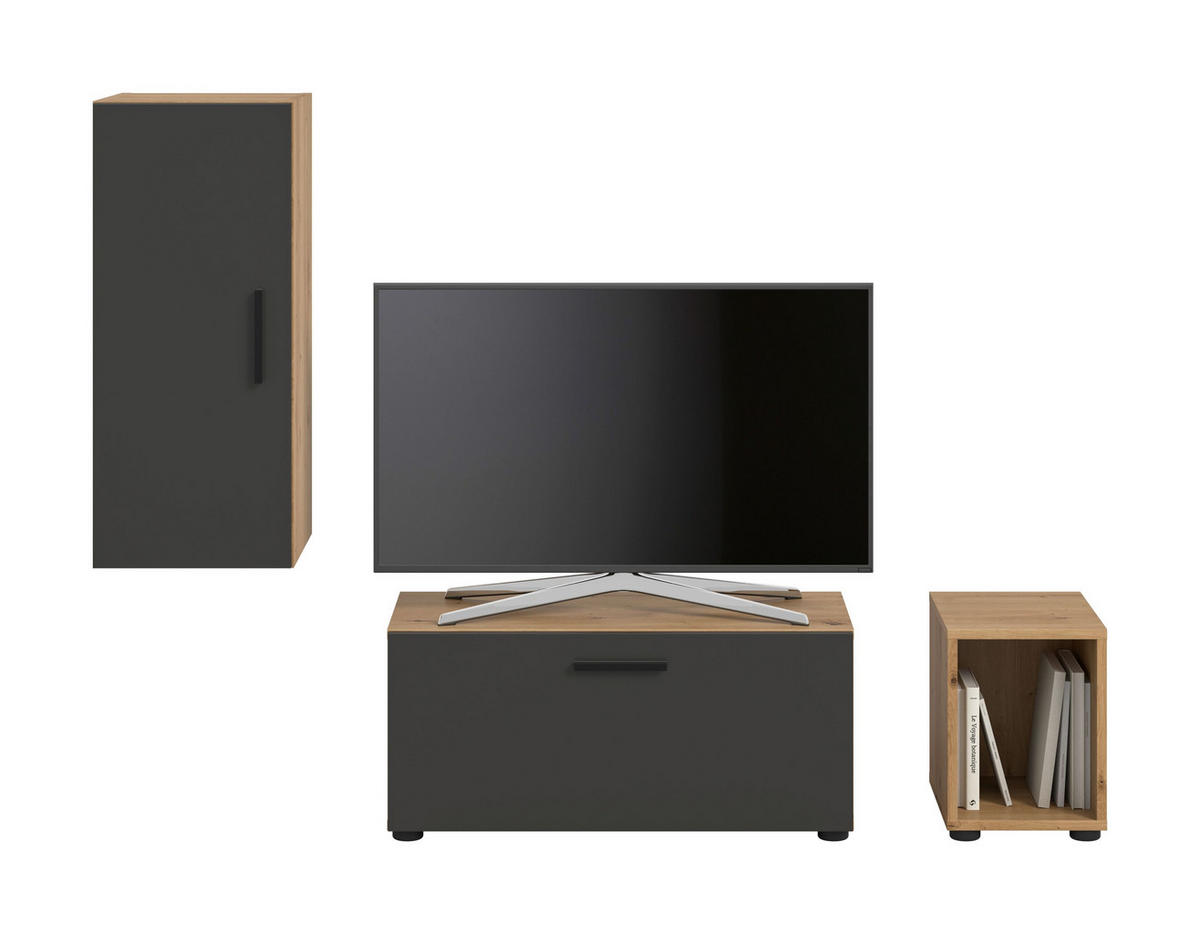 WOHNWAND The One Basalt grau 75/34/34 cm - Braun, Holzwerkstoff (75/34/34cm) - Xonox