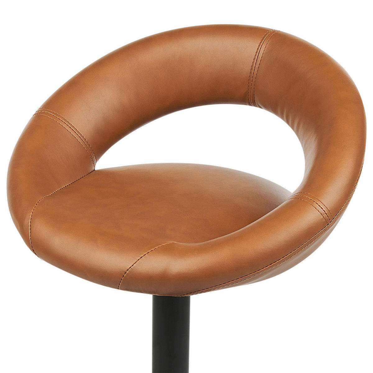 BARHOCKER 2er-Set Kunstleder goldbraun/schwarz höhenverstellbar Peoria - Schwarz/Braun, Kunststoff (53/48cm) - Beliani