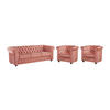 COUCHGARNITUR 3+1+1 - Samt - Rosa - CHESTERFIELD - Pink, Textil (88/72/205cm) - Vente-Unique