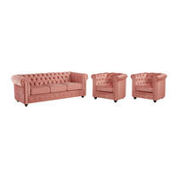 COUCHGARNITUR 3+1+1 - Samt - Rosa - CHESTERFIELD - Pink, Textil (88/72/205cm) - Vente-Unique