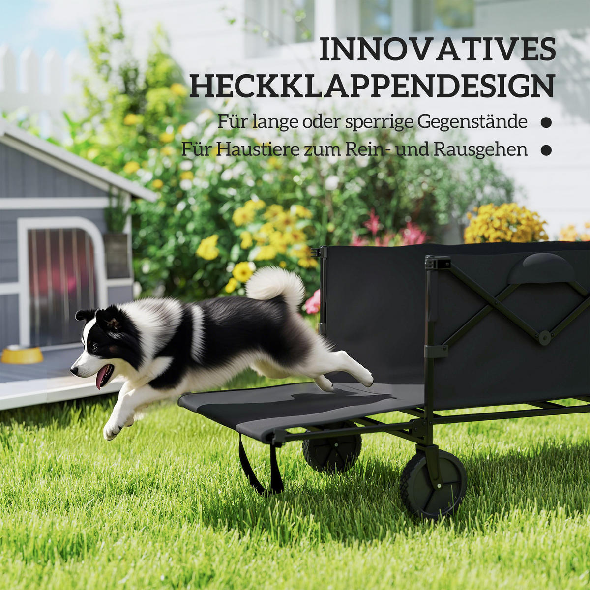 GARTENWAGEN DE-10371 klappbar, erweiterbar, 100 kg Schwarz - Schwarz, Metall (55/102/95cm) - ComfortXL