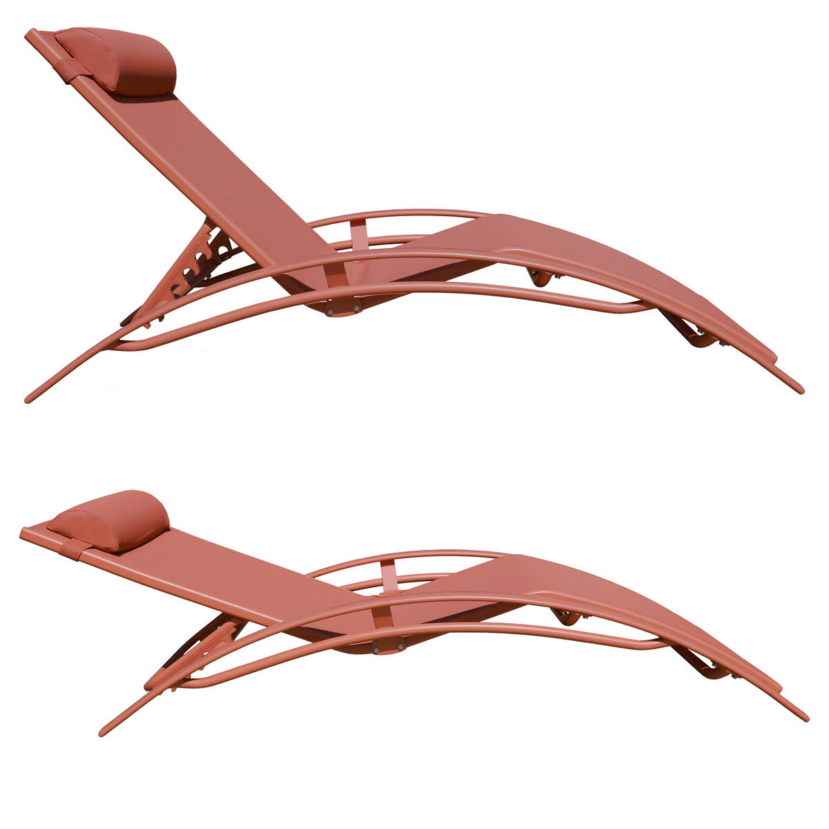 SONNENLIEGEN Galapagos Terracotta und Terracotta 2er-Set - Orange, Metall (63/82/173.5cm) - Happy Garden
