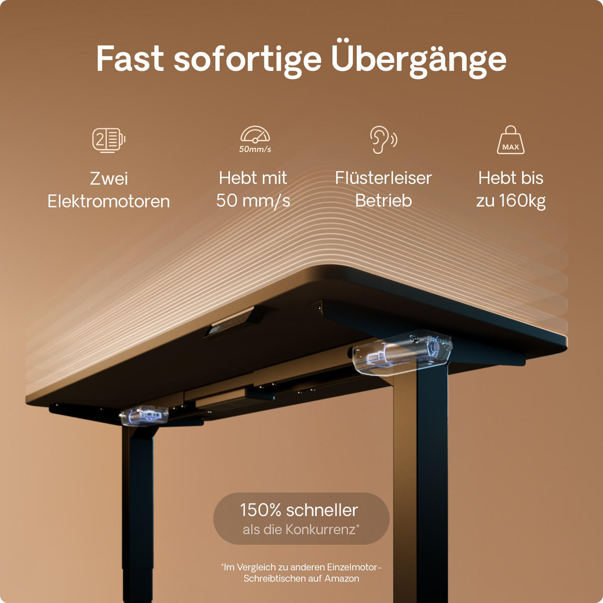 SCHREIBTISCH Elektrisch Höhenverstellbarer HomePro 140x70cm Schwarz/Schwarz mit Memory-Funktion, Anti-Kollisions Technologie - Schwarz, Holzwerkstoff (70/140/62cm) - Desktronic