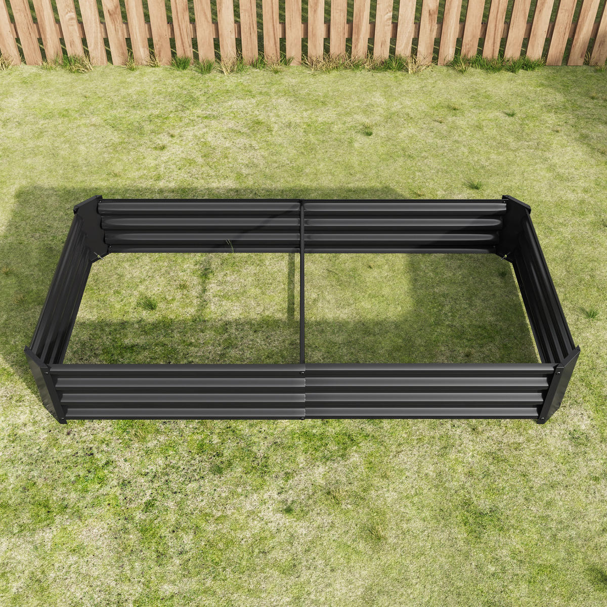 BLUMENKASTEN aus Metall 180x99x30 cm in Schwarz mit offener Basis - Schwarz, Metall (90/30/180cm) - Modfu