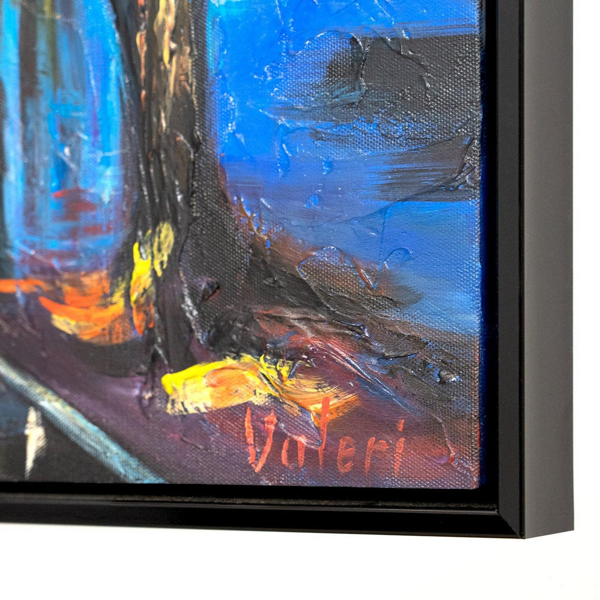 GEMÄLDE Nachts in Paris Schattenfugenrahmen Schwarz 120x80 cm - Schwarz, Holz (120/80cm) - YS-art gallery