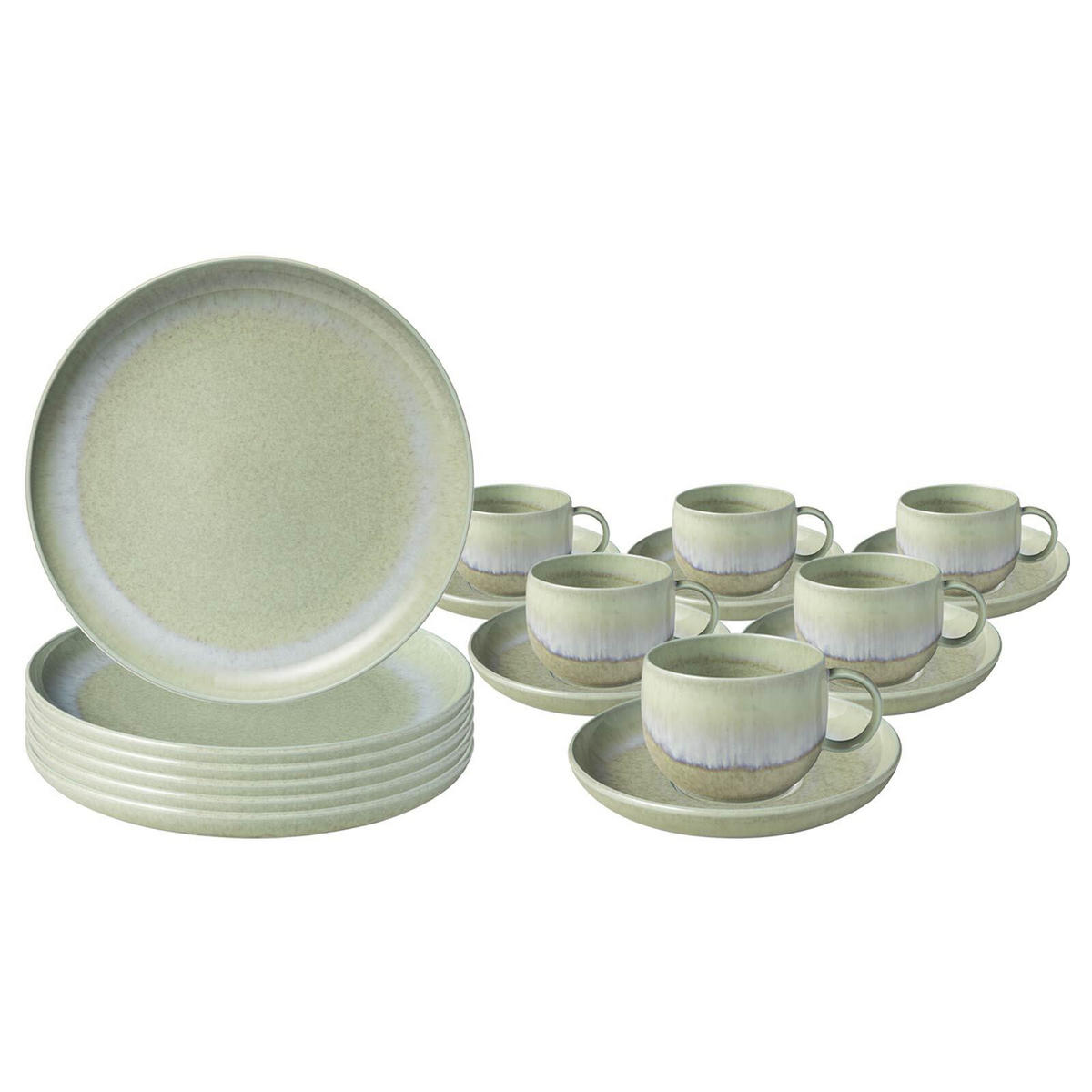 KAFFEESERVICE Perlemor Alga grün 18er Set - Grün, Keramik (1/1/1cm) - like.Villeroy & Boch