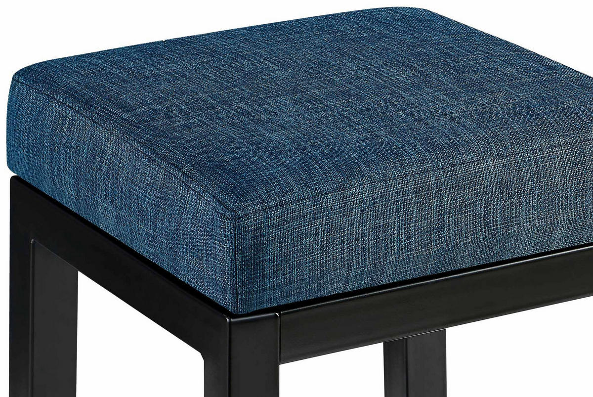 BARHOCKER Stoff Blau - Blau/Schwarz, Textil/Metall (37/83/37cm) - CLP