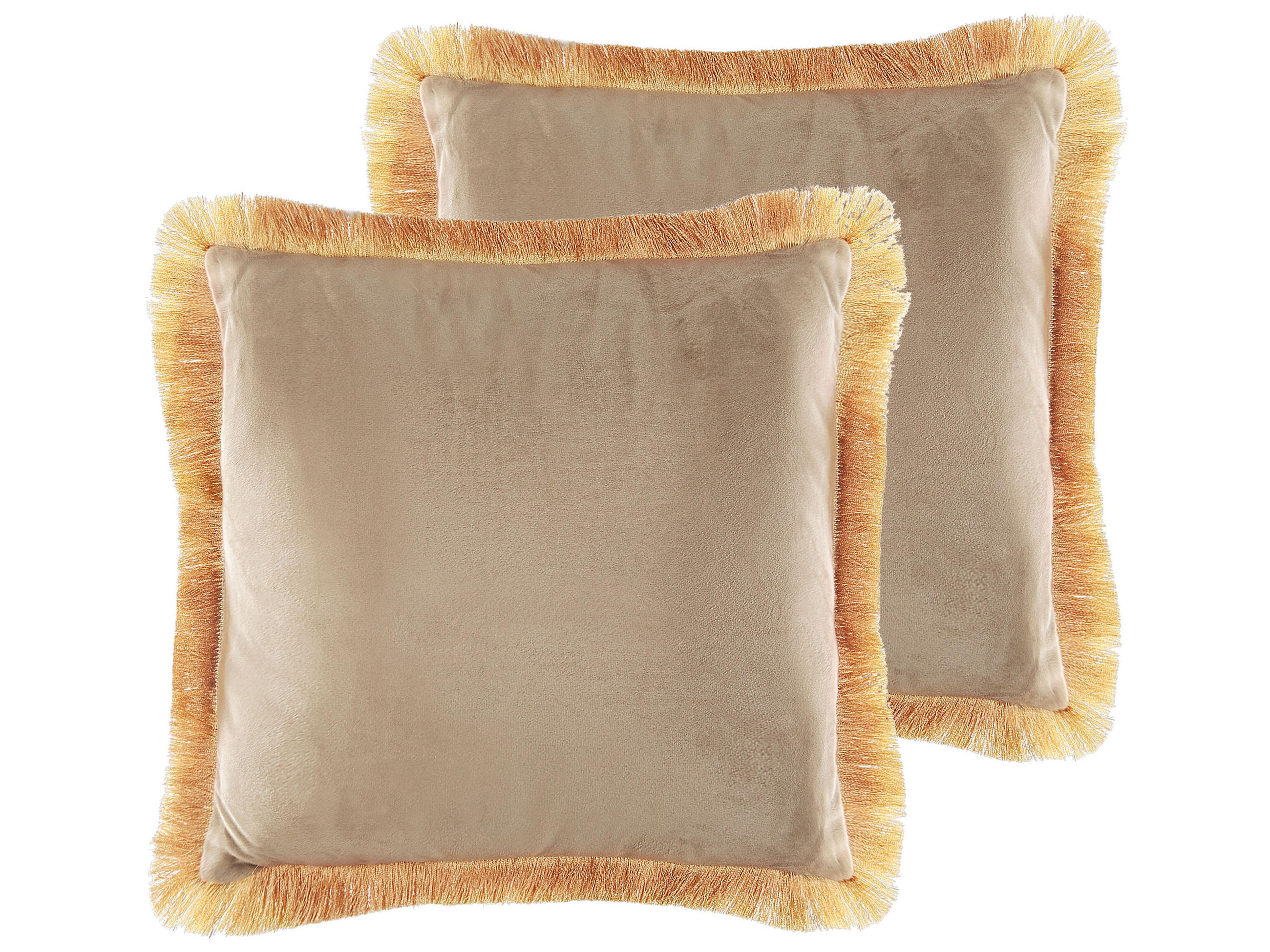 DEKOKISSEN 2er-Set Beige 45/45 cm Pothos - Beige, Textil (45/45cm) - Beliani