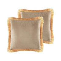 DEKOKISSEN 2er-Set Beige 45/45 cm Pothos - Beige, Textil (45/45cm) - Beliani