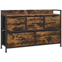 KOMMODE mit 5 Schubladen aus Stoff Kommodenschrank mit Stahlgestell Braun - Braun, Textil (29/63/98cm) - HOMCOM