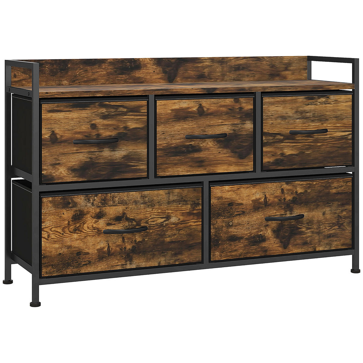 KOMMODE mit 5 Schubladen aus Stoff Kommodenschrank mit Stahlgestell Braun - Braun, Textil (29/63/98cm) - HOMCOM