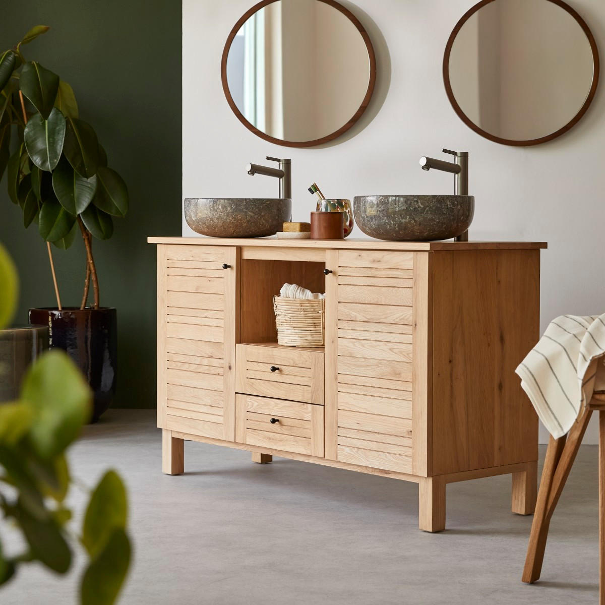 WASCHTISCHUNTERSCHRANK Soho Natur aus Eiche - Naturfarben, Holz (125/75/45cm) - Tikamoon