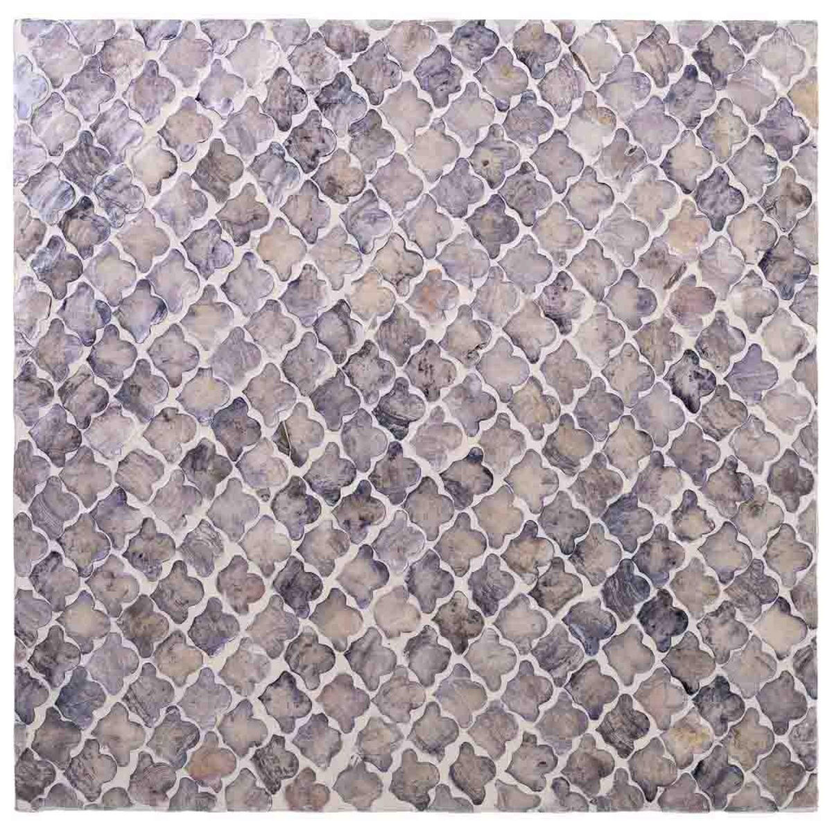 HOCKER aus Holz und Capiz, grau, 35x45cm - Grau, Holz (35/45/35cm) - Wanderlust