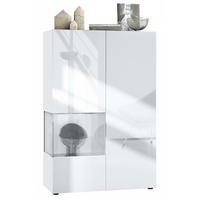 VITRINE Morena Einsatz in Weiß Hochglanz - Weiß Hochglanz, Holzwerkstoff (91.5/136.5/37cm) - Vladon