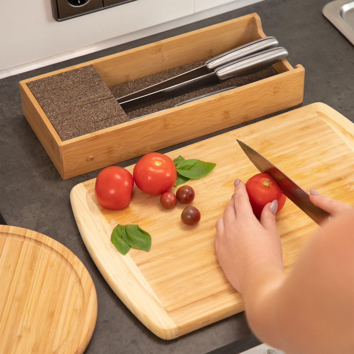 MESSERHALTER - Hellbraun, Naturmaterialien/Holz (38/6.5/33.5cm) - Relaxdays