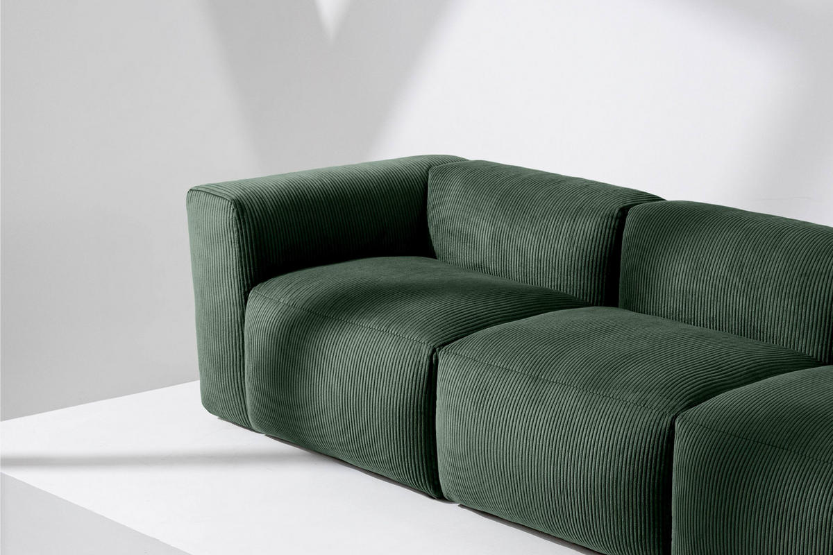 3-SITZER-MODULSOFA BUFFO mit extrem weicher und bequemer Sitzfläche, Kordstoff, dunkelgrün - Dunkelgrün, Textil (290/73/96cm) - KONSIMO®