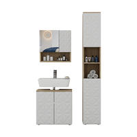 BADMÖBEL-SET Edge Weiß 3 Teile, mit Hochschrank - Eichefarben/Weiß, Holzwerkstoff (60/57/30cm) - Vicco
