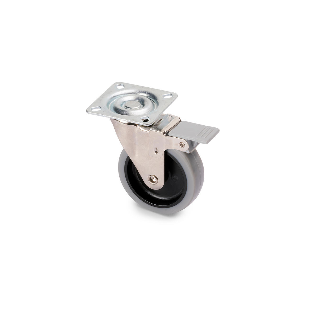 ROLLEN Slip mit Montageplatte, Durchmesser 75mm, Stahl und Kunststoff, Grau 4er-set - Grau, Metall (6/10/6cm) - EMUCA