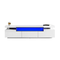 LOWBOARD 160/39/42 cm Weiß aus Spanplatte mit LED-Beleuchtung - Weiß, Holzwerkstoff (39/42/160cm) - OKMYHOME