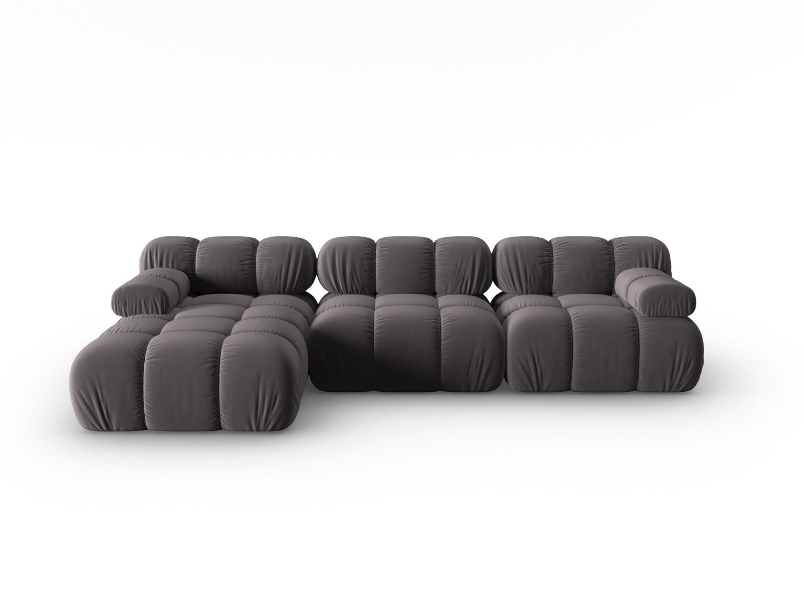 MODULARES-ECKSOFA links Bellis aus Samt dunkelgrau 4 Sitzplätze - Dunkelgrau, Textil (122/285cm) - Micadoni