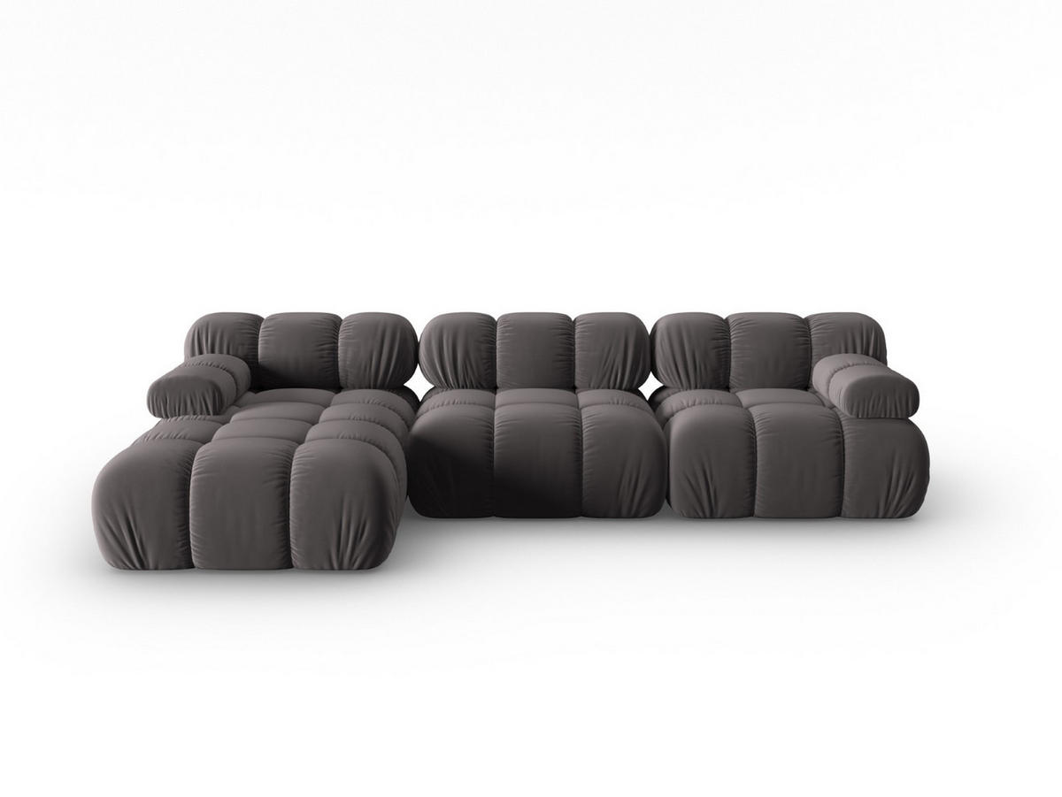 MODULARES-ECKSOFA links Bellis aus Samt dunkelgrau 4 Sitzplätze - Dunkelgrau, Textil (122/285cm) - Micadoni