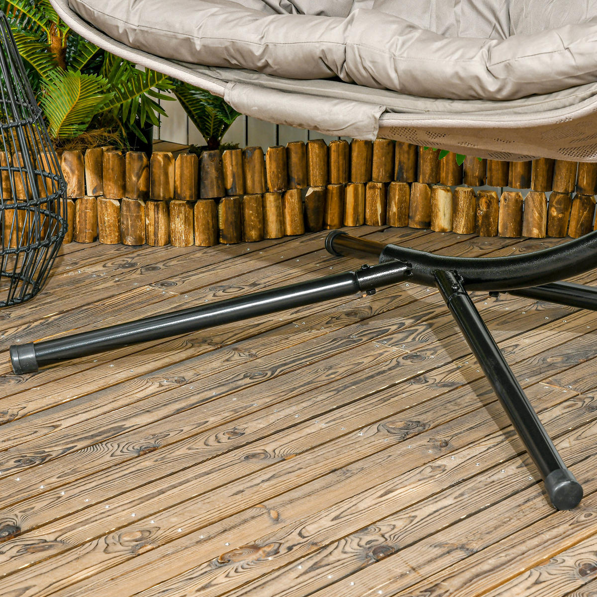 HÄNGESTUHL mit Kissen,sandfarbe - Grau, Metall (73/24/112cm) - Vallsero