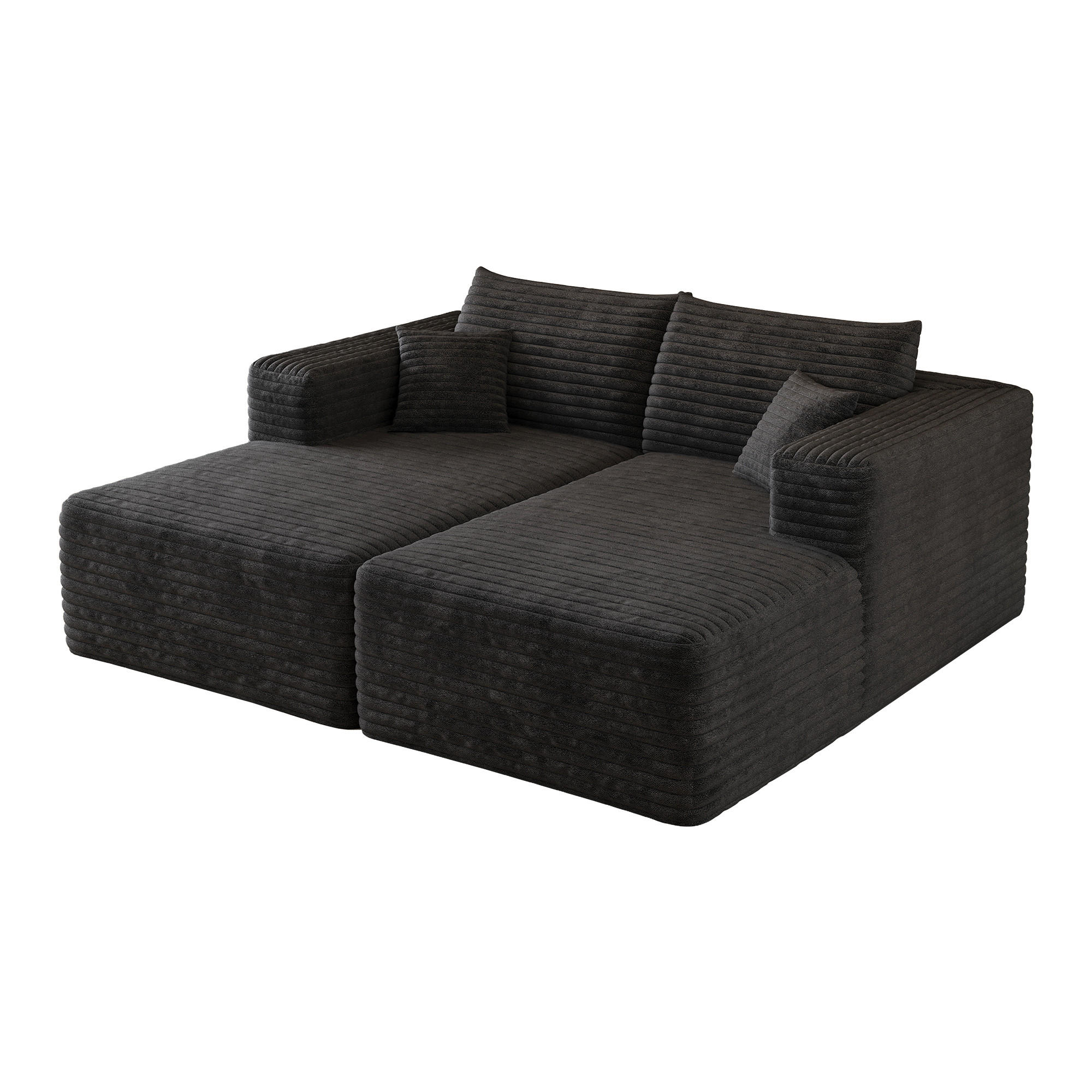 SCHLAFSOFA DE-34891 mit Chaiselongue Schwarz - Schwarz, Textil (151/180cm) - ComfortXL