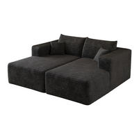 SCHLAFSOFA DE-34891 mit Chaiselongue Schwarz - Schwarz, Textil (151/180cm) - ComfortXL