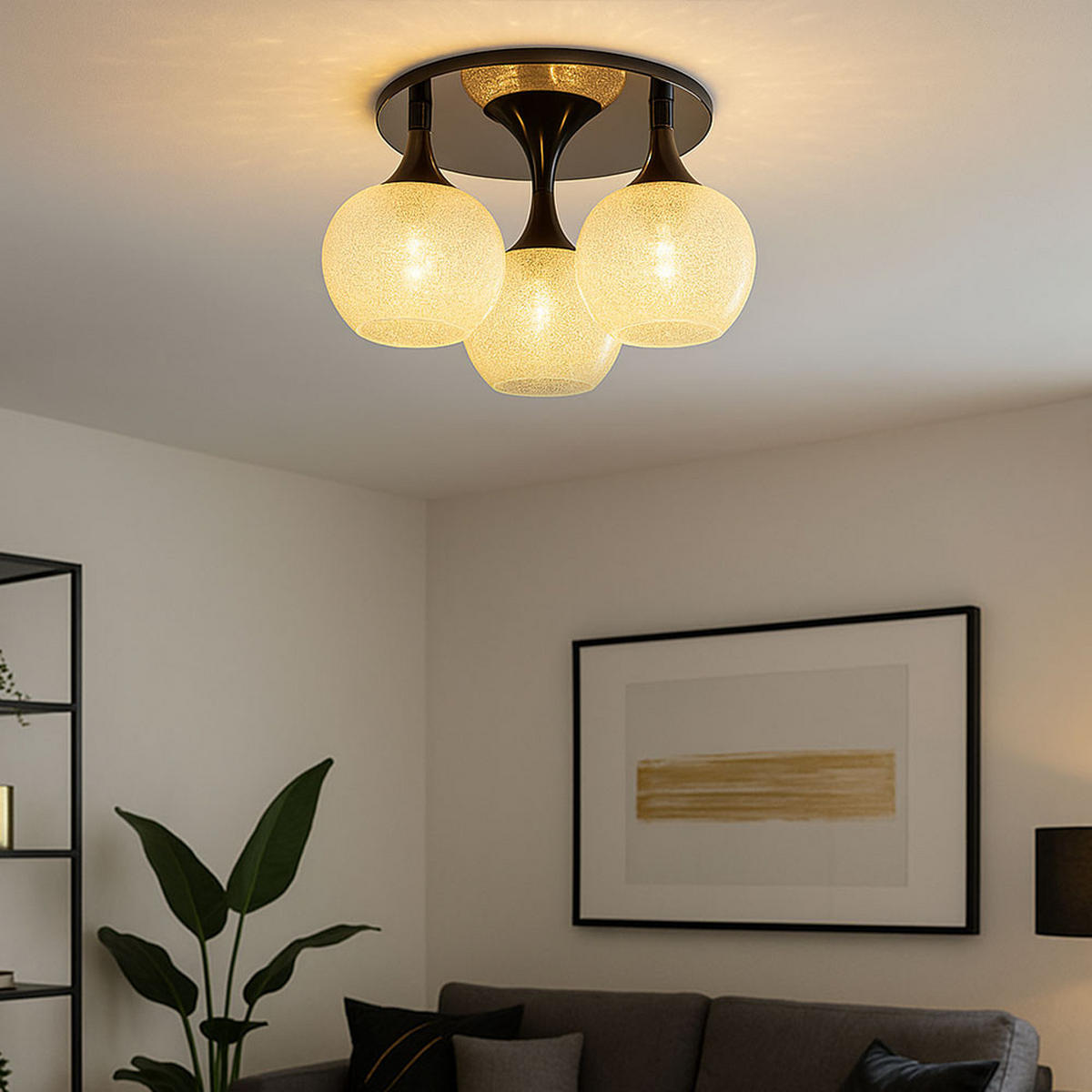 LED DECKENLEUCHTE Metall Schwarz Glas - Schwarz, Glas (45/45/27.5cm) - Globo Lighting